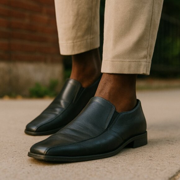 Aldo Men’s Black Leather Dress Shoes Sz 13 US 45 EU Slip On Formal Loafers - Picture 5 of 14